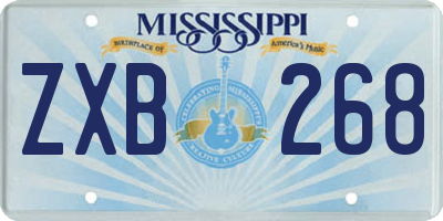 MS license plate ZXB268