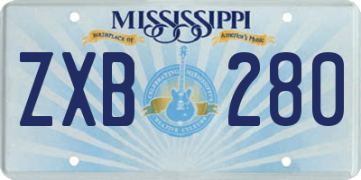 MS license plate ZXB280