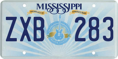 MS license plate ZXB283