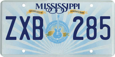 MS license plate ZXB285