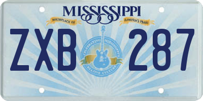 MS license plate ZXB287