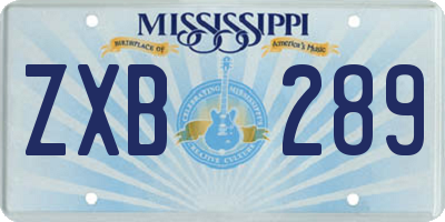 MS license plate ZXB289