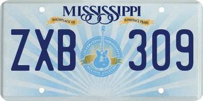 MS license plate ZXB309