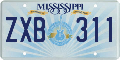MS license plate ZXB311