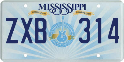 MS license plate ZXB314