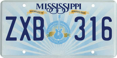 MS license plate ZXB316