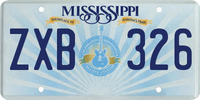 MS license plate ZXB326