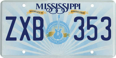 MS license plate ZXB353