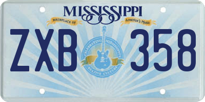 MS license plate ZXB358