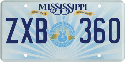MS license plate ZXB360