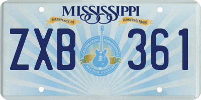 MS license plate ZXB361