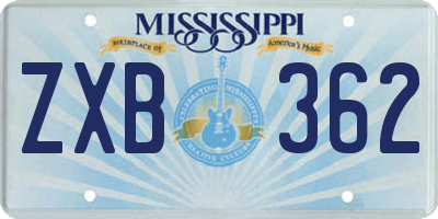 MS license plate ZXB362