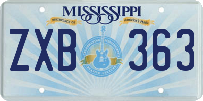 MS license plate ZXB363