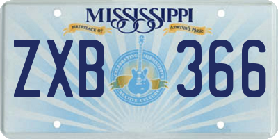 MS license plate ZXB366