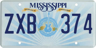 MS license plate ZXB374
