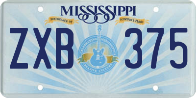 MS license plate ZXB375