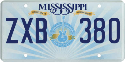 MS license plate ZXB380