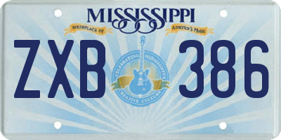 MS license plate ZXB386