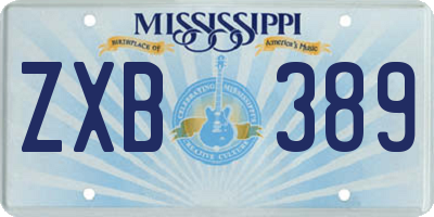 MS license plate ZXB389
