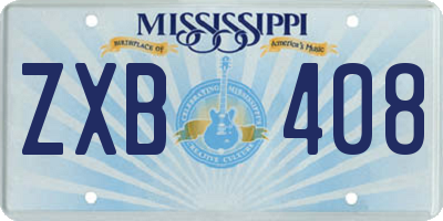 MS license plate ZXB408