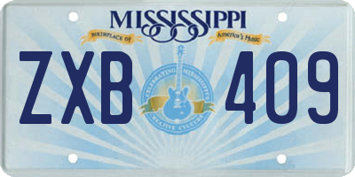 MS license plate ZXB409
