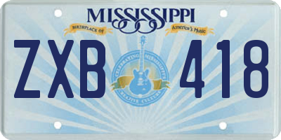 MS license plate ZXB418