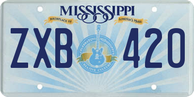 MS license plate ZXB420
