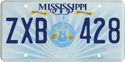MS license plate ZXB428