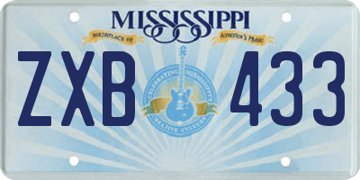 MS license plate ZXB433