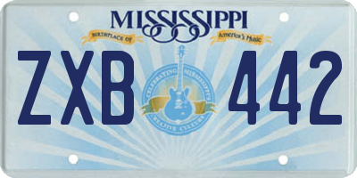 MS license plate ZXB442