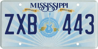 MS license plate ZXB443