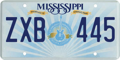 MS license plate ZXB445