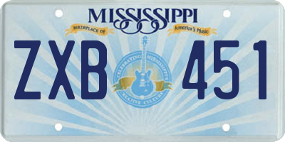 MS license plate ZXB451
