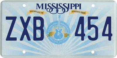MS license plate ZXB454