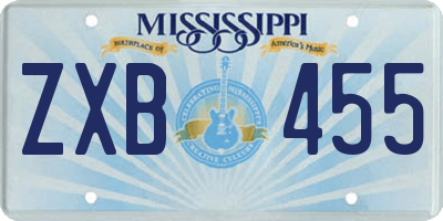 MS license plate ZXB455