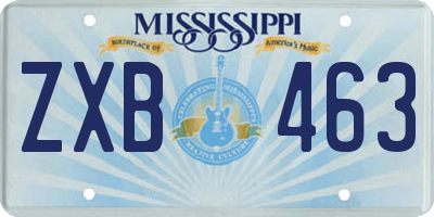 MS license plate ZXB463