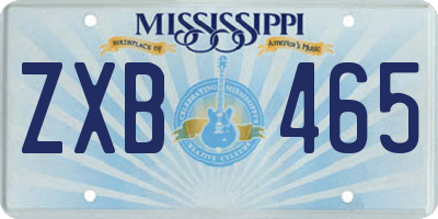 MS license plate ZXB465