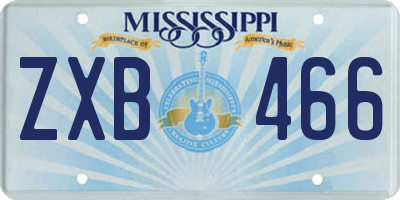 MS license plate ZXB466