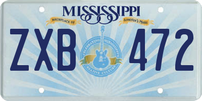 MS license plate ZXB472
