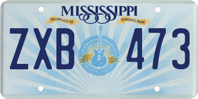 MS license plate ZXB473