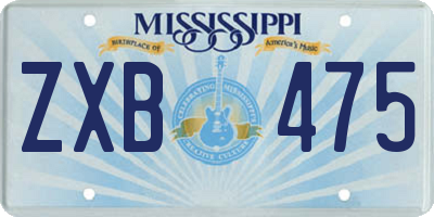 MS license plate ZXB475