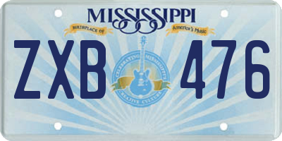 MS license plate ZXB476