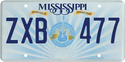 MS license plate ZXB477