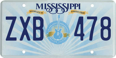 MS license plate ZXB478