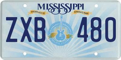 MS license plate ZXB480