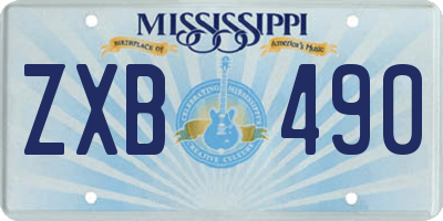 MS license plate ZXB490