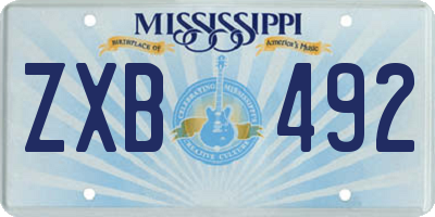 MS license plate ZXB492