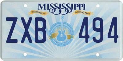 MS license plate ZXB494