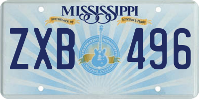 MS license plate ZXB496