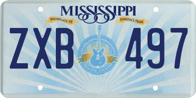 MS license plate ZXB497
